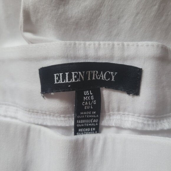 Ellen Tracy Womens White Cotton/Spandex Pull on Pants Size L - Picture 2 of 3